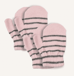 Lindberg Magic Wool Stripe Mitten 2-Pack - Pink/Anthracite