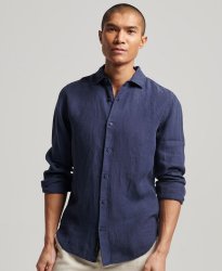 Superdry Casual Linen Long Sleeve Shirt - Patriot Blue