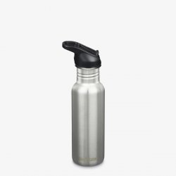 Klean Kanteen Classic 532ml med Flip Seal Sportkork och sugrör - Brushed Stainless
