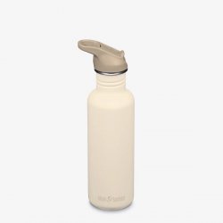 Klean Kanteen Classic 800ml med Flip Seal Sportkork och sugrör - White Cap Grey