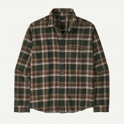 Patagonia Men's Long-Sleeved Lightweight Fjord Flannel Shirt - Cozy Cabin: Treeline Green