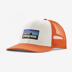 Patagonia P-6 Logo Trucker Hat - White / Redtail Rust