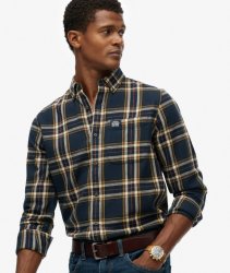 Superdry Men's Long Sleeve Cotton Lumberjack Shirt - Bryce Check Navy