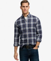 Superdry Men's Long Sleeve Cotton Lumberjack Shirt - Hampton Check Blue