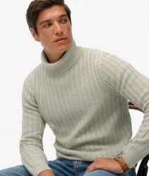 Superdry Men's Merchant Rib Roll Neck - Oatmeal Beige