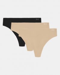 Under Armour Women's UA Pure Stretch 3-Pack No Show Thong - Hue500 / Black / White