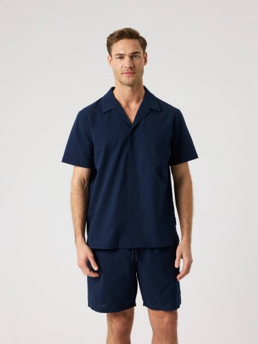 Björn Borg Men's Borg Seersucker Resort Shirt - Night Sky