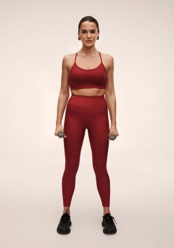 Casall Graphic High Waist Tights - Maroon Red