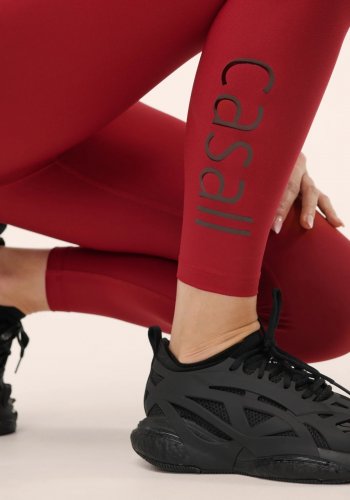 Casall Graphic High Waist Tights - Maroon Red
