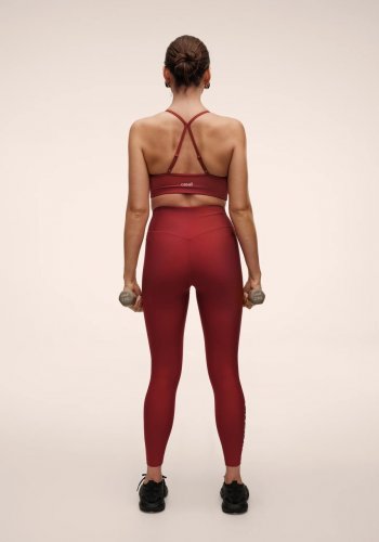 Casall Graphic High Waist Tights - Maroon Red