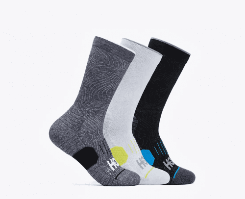 Hoka U Crew Run Sock 3-Pack - White / Black / Grey