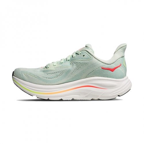 Hoka Women Clifton 10 Wide - Sea Glass / Neon Flame