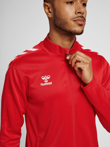 Hummel Unisex Core XK Poly Zip Sweatshirt - Red/White