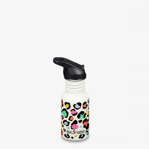Klean Kanteen Kid's Classic 355ml med Flip Seal Sportkork och sugrör - Leopard Print