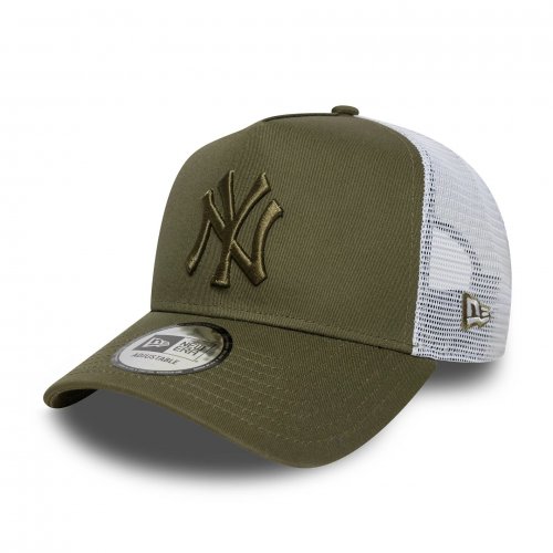 New Era 9Forty New York Yankees MLB League Essential E-Frame Trucker Adjustable Cap - Dark Green / White