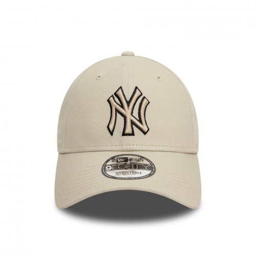 New Era 9Forty New York Yankees Team Outline Adjustable Cap - Cream / Black