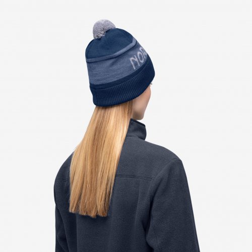 Norrøna /29 Heavy MerinoUll Logo Pom Beanie - Indigo Night Melange