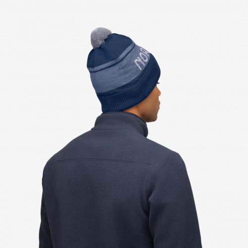 Norrøna /29 Heavy MerinoUll Logo Pom Beanie - Indigo Night Melange