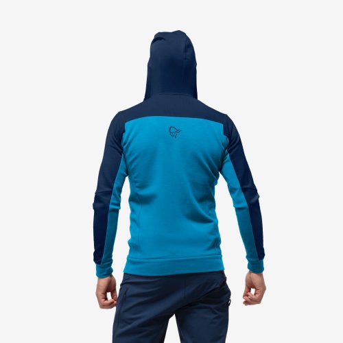 Norrøna Falketind Warmwool2 Stretch Zip Hood Ms - Haiwaiian Surf/Indigo Night