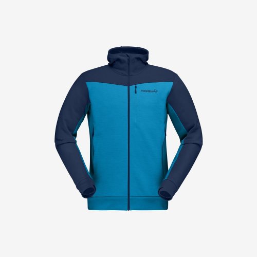Norrøna Falketind Warmwool2 Stretch Zip Hood Ms - Haiwaiian Surf/Indigo Night