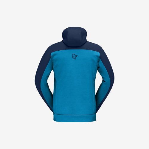 Norrøna Falketind Warmwool2 Stretch Zip Hood Ms - Haiwaiian Surf/Indigo Night