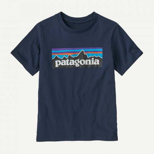 Patagonia Kids P-6 Logo T-Shirt - New Navy