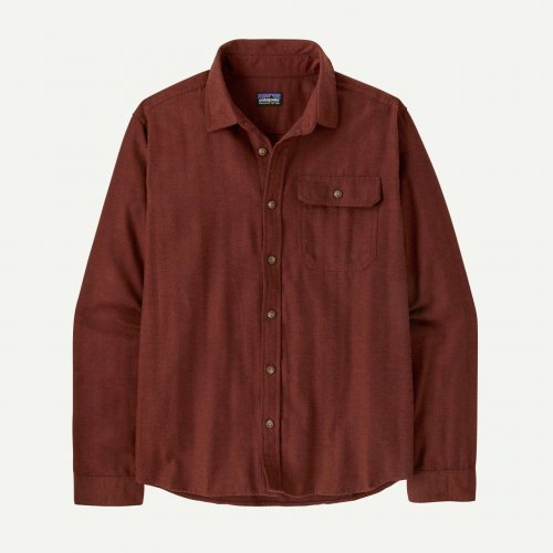 Patagonia Men's Long-Sleeved Lightweight Fjord Flannel Shirt - Mirror Weave: Rusty Red