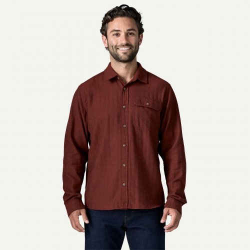 Patagonia Men's Long-Sleeved Lightweight Fjord Flannel Shirt - Mirror Weave: Rusty Red