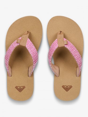 Roxy Junior RG Porto Raffia Flip-Flops - Pink / Raspberry