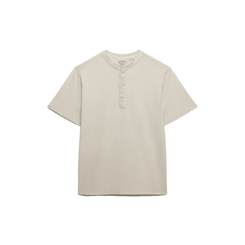Superdry Men's Classic Cotton Lin Short Sleeve Grandad - Natural Ecru