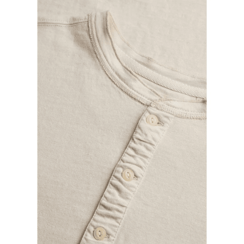 Superdry Men's Classic Cotton Lin Short Sleeve Grandad - Natural Ecru