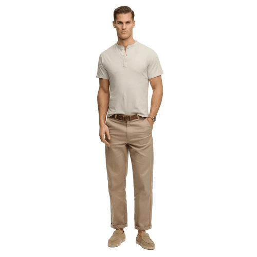 Superdry Men's Classic Cotton Lin Short Sleeve Grandad - Natural Ecru