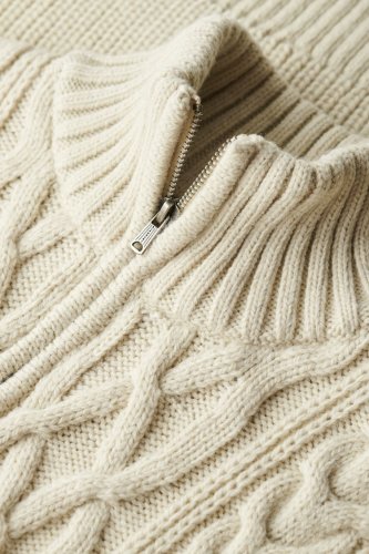 Superdry Men's Jacob Cable Knit Half Zip - Ecru