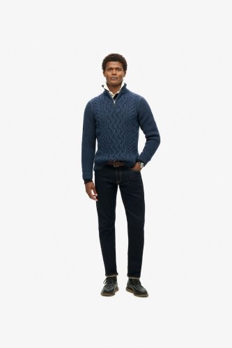Superdry Men's Jacob Cable Knit Half Zip - Indigo