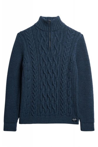 Superdry Men's Jacob Cable Knit Half Zip - Indigo
