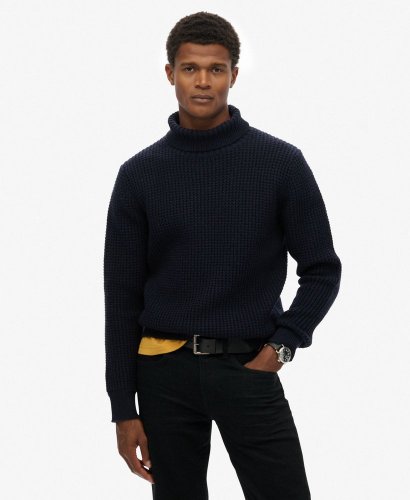 Superdry Men's Merchant Textured Roll Neck - Navy