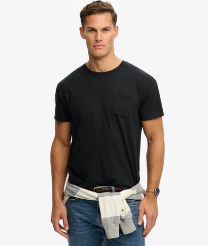 Superdry Men's Cotton Classic Linen Pocket Tee - Jet Black