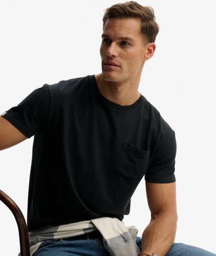 Superdry Men's Cotton Classic Linen Pocket Tee - Jet Black