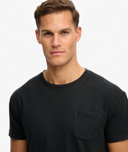 Superdry Men's Cotton Classic Linen Pocket Tee - Jet Black