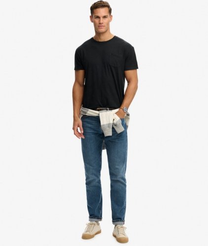 Superdry Men's Cotton Classic Linen Pocket Tee - Jet Black