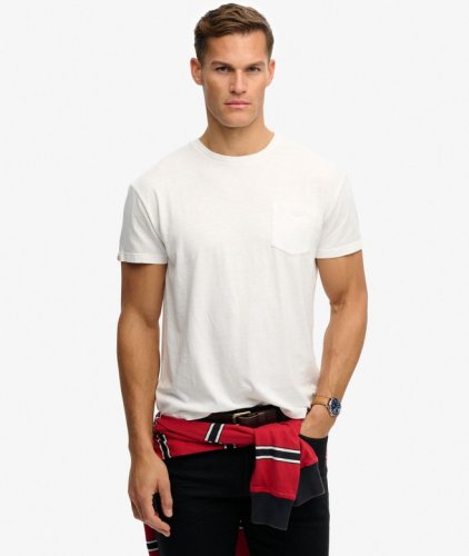 Superdry Men's Cotton Classic Linen Pocket Tee - Lime White