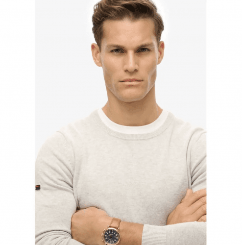 Superdry Men's Essential Lightweight Knit Crew Sweatshirt - Cadet Grey Marl