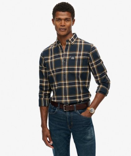 Superdry Men's Long Sleeve Cotton Lumberjack Shirt - Bryce Check Navy