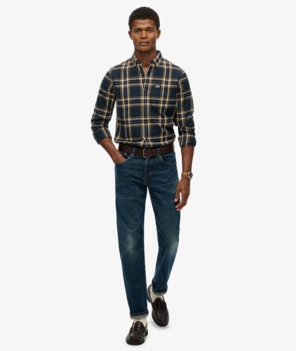 Superdry Men's Long Sleeve Cotton Lumberjack Shirt - Bryce Check Navy