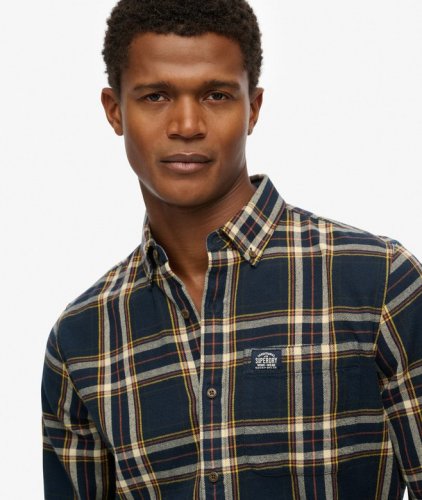 Superdry Men's Long Sleeve Cotton Lumberjack Shirt - Bryce Check Navy