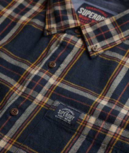 Superdry Men's Long Sleeve Cotton Lumberjack Shirt - Bryce Check Navy