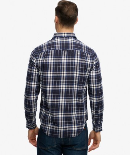 Superdry Men's Long Sleeve Cotton Lumberjack Shirt - Hampton Check Blue
