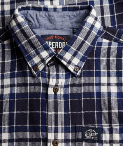 Superdry Men's Long Sleeve Cotton Lumberjack Shirt - Hampton Check Blue