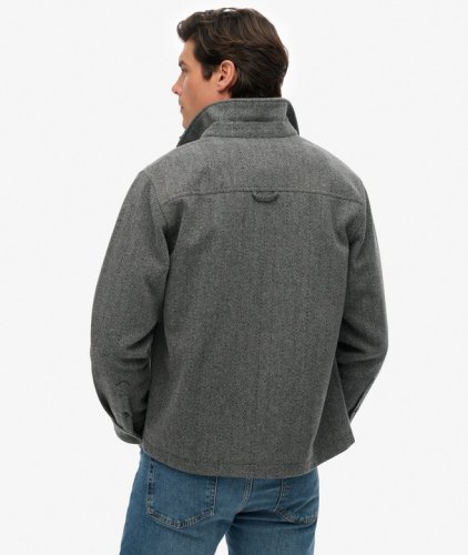 Superdry Men's Merchant Herringbone Overshirt - Mono Herringbone
