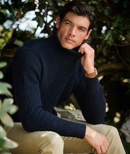 Superdry Men's Merchant Textured Roll Neck - Navy